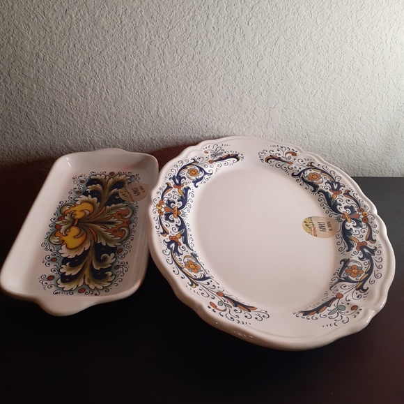 GORGEOUS NEW Nova Deruta Italy Platters Set of 2. - Picture 1 of 6